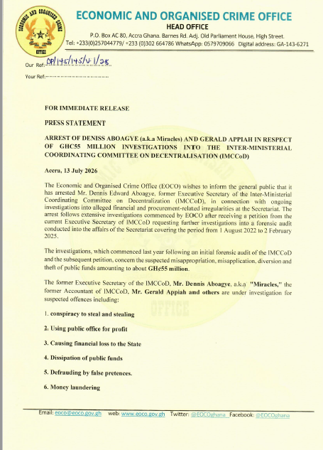 ARREST OF DENNIS ABOAGYE