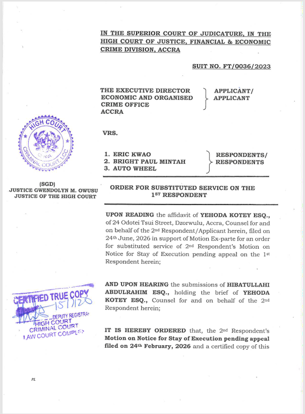 ERICKWAO SUBSTITUTED SERVICE