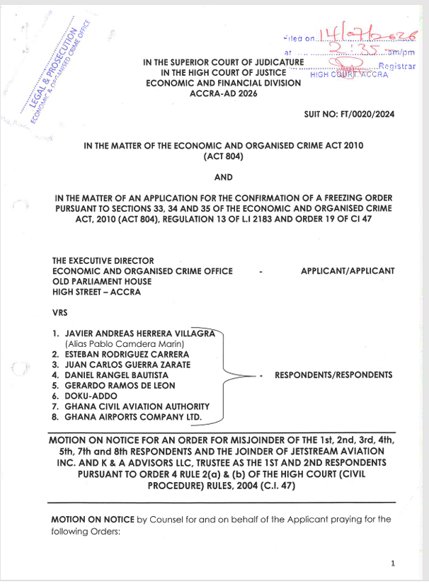 MOTION ON NOTICE FOR AN ORDER FOR MISJOINDER