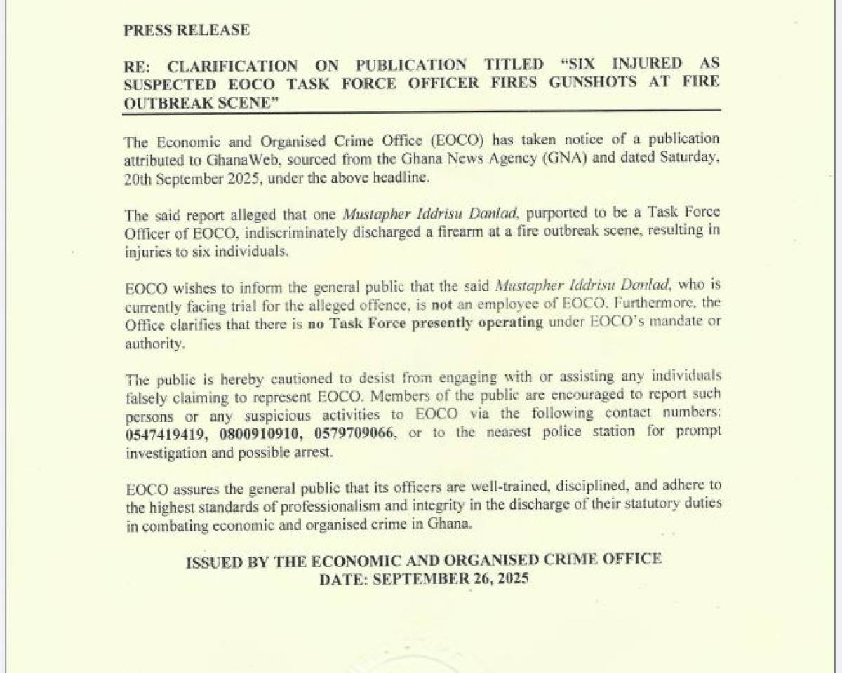 PRESS RELEASE - CLARIFICATION ON PUBLICATION TITLED 