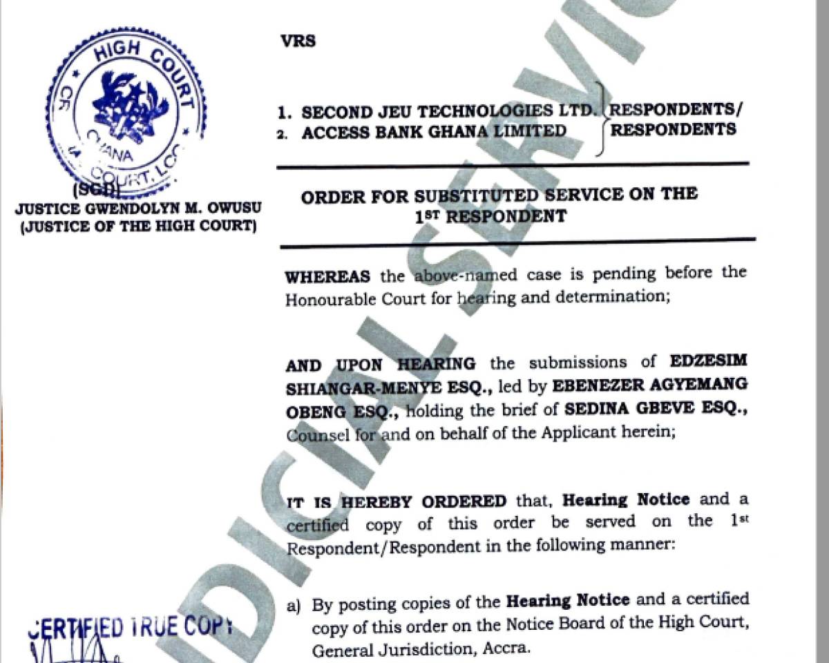 ORDER FOR SUBSTITUTED SERVICE (EOCO VRS JEU TECHNOLOGIES  AND OTHERS)