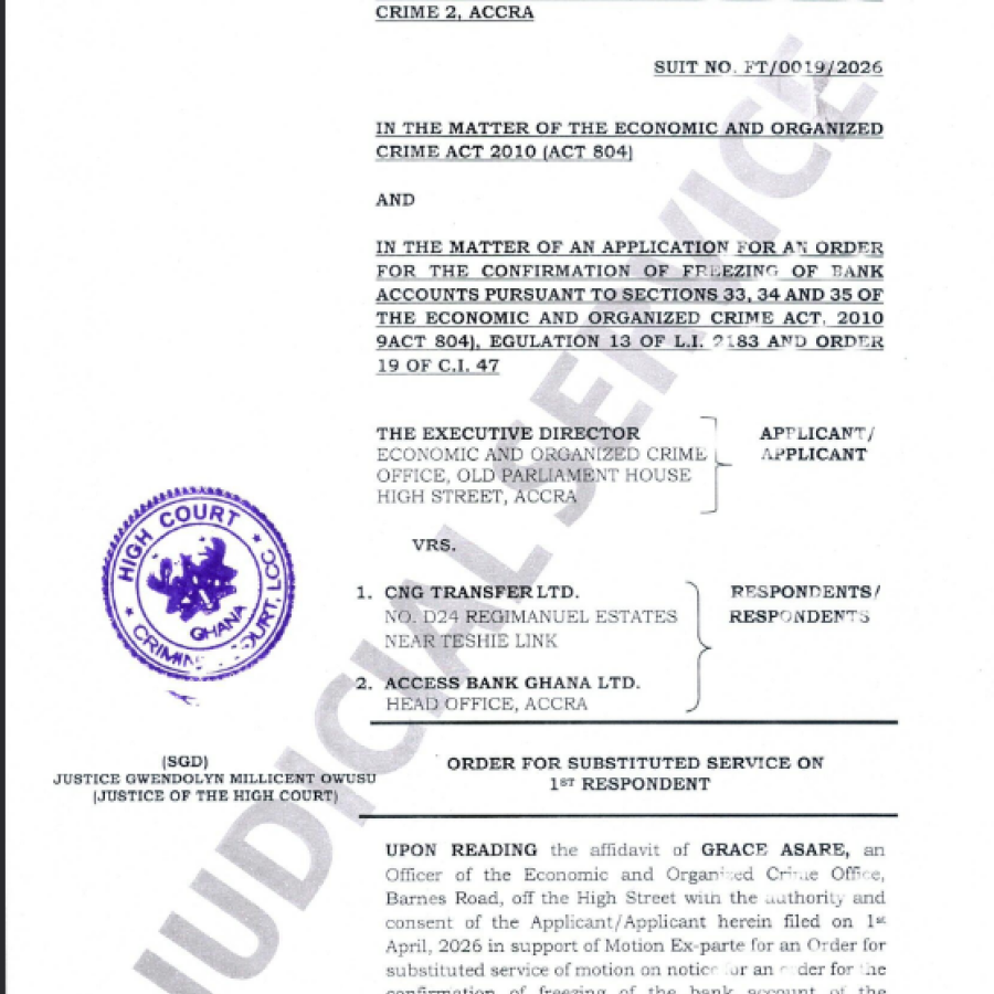 ORDER FOR SUBSTITUTED SERVICE (EOCO VRS. CNG TRANSFER LTD. AND OTHERS)