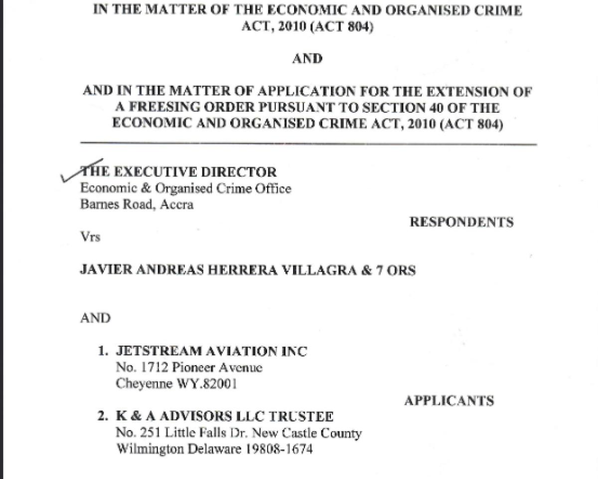 FREEZING ORDER (EOCO VRS. JAVIER ANDREAS HERRERA VILLAGRIA AND OTHERS )