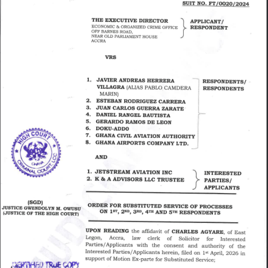 ORDER  FOR SUBSTITUTED SERVICE  (EOCO VRS. JANVIER ANDREA HERRERA VILLAGRA AND OTEHRS)