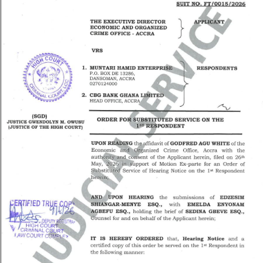 ORDER  FOR SUBSTITUTED SERVICE  (EOCO VRS MUNTARI HAMID ENTERPRISE AND OTEHRS)  