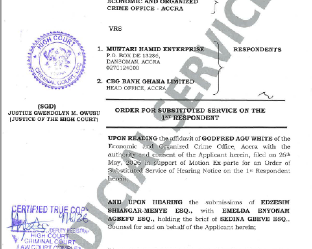 ORDER  FOR SUBSTITUTED SERVICE  (EOCO VRS MUNTARI HAMID ENTERPRISE AND OTEHRS)  