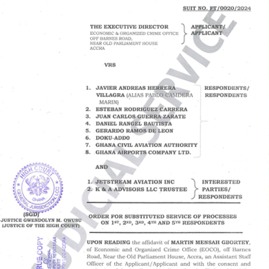 ORDER FOR SUBSTITUTED SERVICE OF PROCESSES (EOCO VRS JAVIER ANDREAS HERRERA VILLAGRA (ALIAS PAOLO, CAMDORA MARIN))