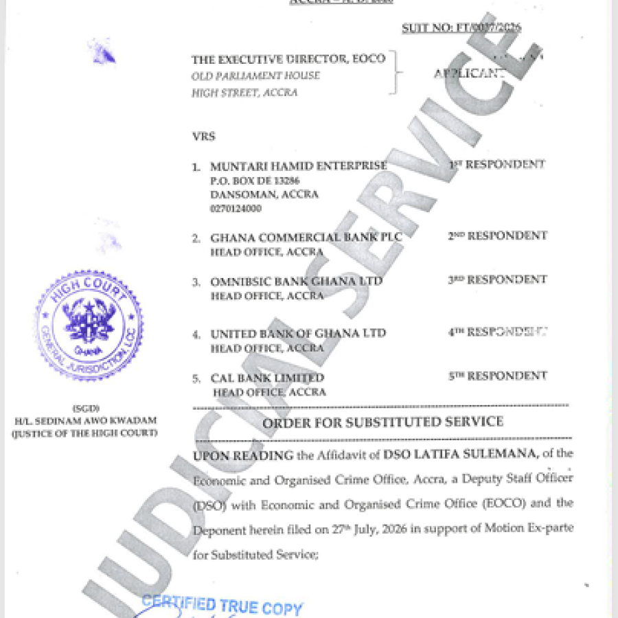 ORDER FOR SUBSTITUTED SERVICE  (EOCO VRS. MUNTARI HAMID AND OTHERS)